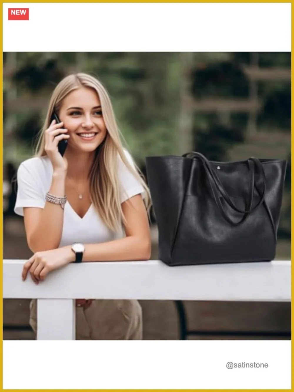 Large Vegan Leather Tote Bag Work Travel 25L Women Handbag Weekender